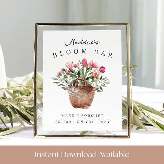 Afdrukbaar Bruidsfeest Bloom Bar Bord Poster