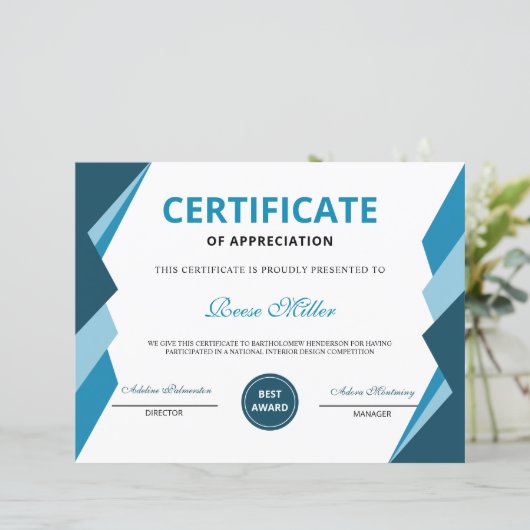 Afdrukbaar certificaat van waardebepaling (Staand voorkant)