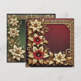 Afdrukbaar Elegante Gouden Poinsettia Lijst Scrapb Kaart