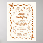 Afdrukbaar gelukskaart voor Thanksgiving-dinerfees Poster (Voorkant)