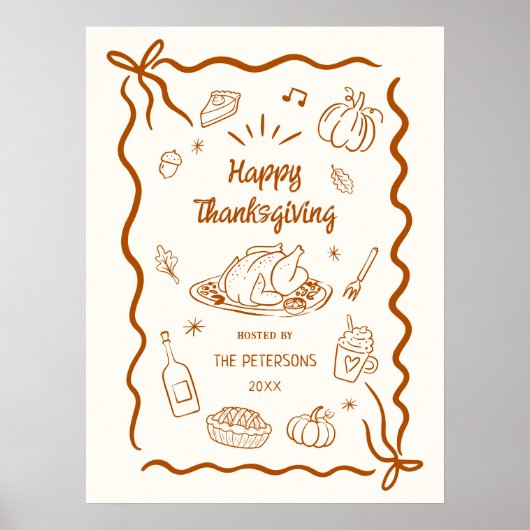 Afdrukbaar gelukskaart voor Thanksgiving-dinerfees Poster (Voorkant)