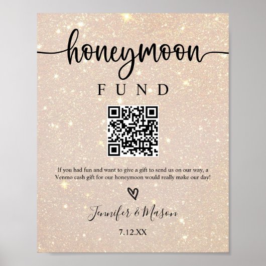 Afdrukbaar Honeymoon Fund Sign Cash Honeymoon Wish Poster (Voorkant)
