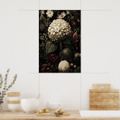 Afdrukbaar Hydrangea Muurkunst, Antiek Donker Poster (Keuken)