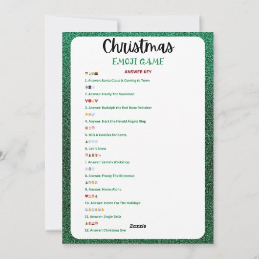 Afdrukbaar Kerstspel | Kerst Emoji Game Feestdagenkaart (Achterkant)