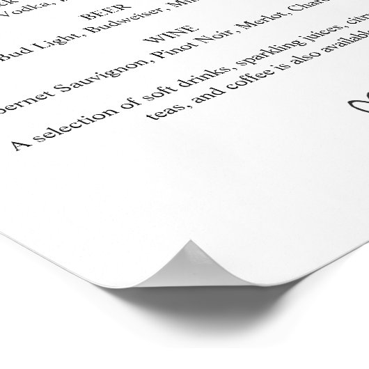 Afdrukbaar menu Bindbalken voor bruiloft Poster (Hoek)