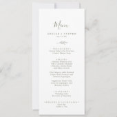 afdrukbaar | Minimal Leaf Olive Green Wedding Menu Kaart (Voorkant)