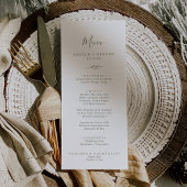 afdrukbaar | Minimal Leaf Olive Green Wedding Menu Kaart