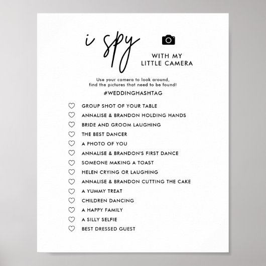 Afdrukbaar Minimalistisch I Spy Huwelijks Foto Jac Poster (Voorkant)