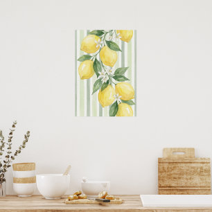 Afdrukbaar Muurkunst Citroen Aquarel Botanisch Poster