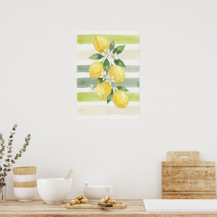 Afdrukbaar Muurkunst Citroen Aquarel Botanisch Poster