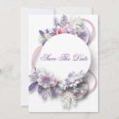 Afdrukbaar Paars Lavendel Bloemstuk Save the Date Kaart (Achterkant)
