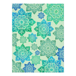 Afdrukbaar Poster met groene en blauwe medaillons