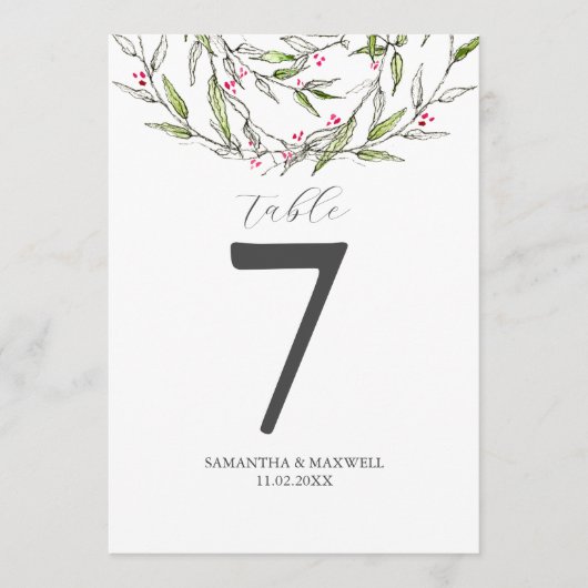 Afdrukbaar Tafelnummer Kerstmis Botanicals (Voorkant)