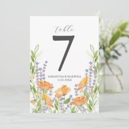 Afdrukbaar Tafelnummer Waterverf Flowers