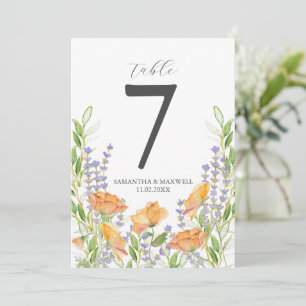 Afdrukbaar Tafelnummer Waterverf Flowers