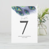 Afdrukbaar Tafelnummer Waterverf Peacock Veren (Staand voorkant)