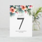 Afdrukbaar Tafelnummer Waterverf Perzik Hibiscus (Staand voorkant)