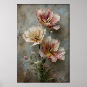 Afdrukbaar Tulp-muurkunst, Antieke Lente Bloemen Poster