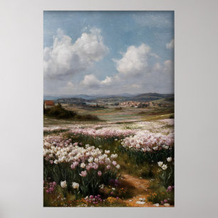 Afdrukbaar Tulpen Muurkunst, Antiek Lente Bloem Poster