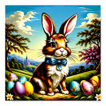 Afdrukbaar Victoriaans Paashaas Poster. Easter