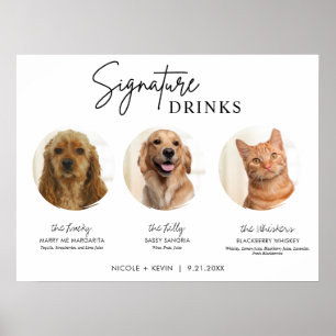 Afdrukbare 3 huisdieren handtekeningdranken bord h poster