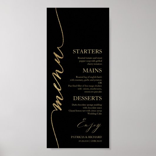 Afdrukbare 4x9 Bruiloft Menu Kaart Voor Bord Poster (Voorkant)