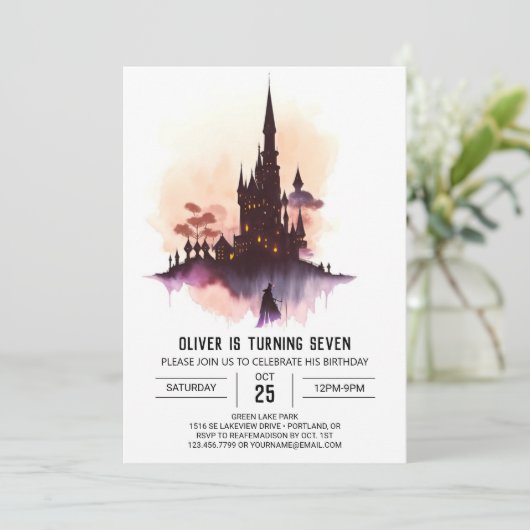 Afdrukbare aangepaste wizard Uitnodiging voor verj (Staand voorkant)