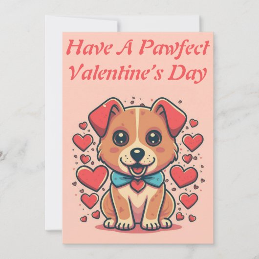 Afdrukbare aanpasbare retro Valentijnsdag Puppy Feestdagenkaart (Voorkant)
