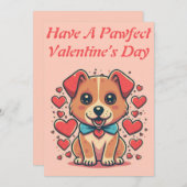 Afdrukbare aanpasbare retro Valentijnsdag Puppy Feestdagenkaart (Voorkant / Achterkant)