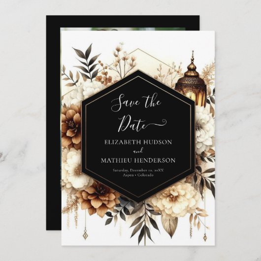 Afdrukbare aardse rustieke bruiloft save the date (Voorkant / Achterkant)