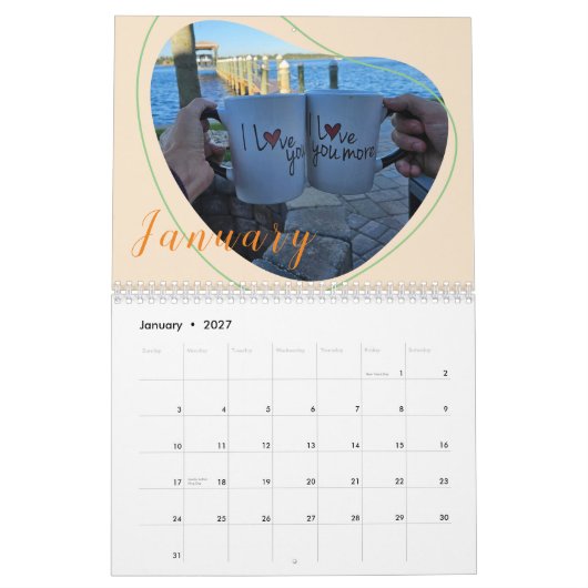 Afdrukbare agenda aanpassen kalender (Jan 2027)