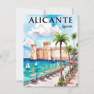 Afdrukbare Alicante Spanje Travel Briefkaart Art
