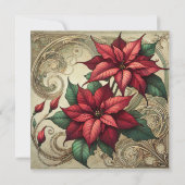 Afdrukbare Art Nouveau Kerstpoinsettia Kaart (Achterkant)