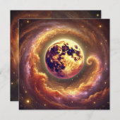 Afdrukbare Autumnal Galaxy Harvest Moon Scrapbook Kaart (Voorkant / Achterkant)