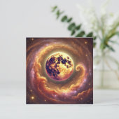Afdrukbare Autumnal Galaxy Harvest Moon Scrapbook Kaart (Staand voorkant)
