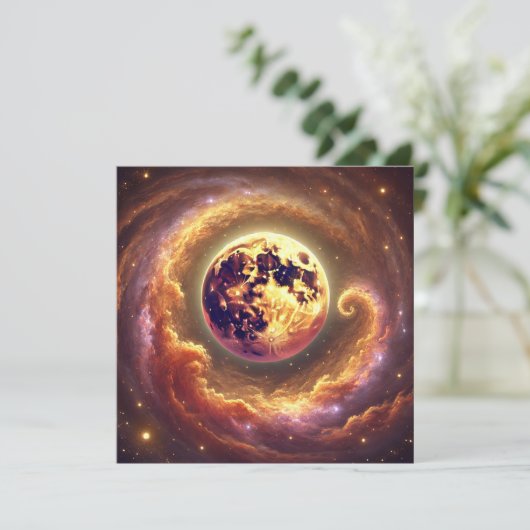 Afdrukbare Autumnal Galaxy Harvest Moon Scrapbook Kaart (Staand voorkant)