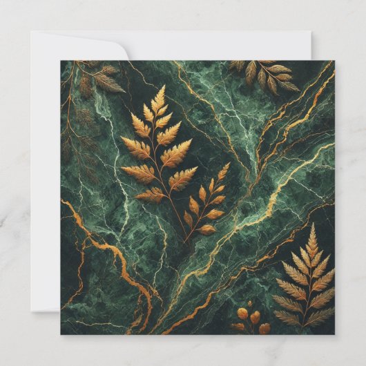 Afdrukbare Autumnal Marble Green Forest Scrapbook Kaart (Achterkant)