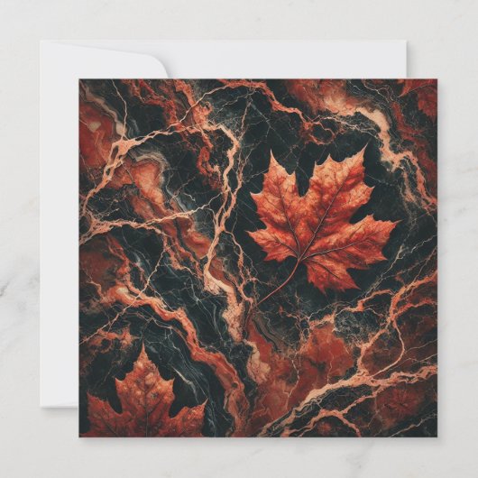 Afdrukbare Autumnal Marble Rusty Leaves Scrapbook Kaart (Achterkant)