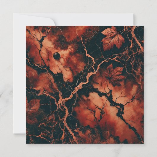 Afdrukbare Autumnal Marble Rusty Leaves Scrapbook Kaart (Voorkant)