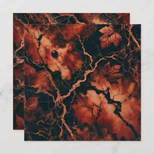 Afdrukbare Autumnal Marble Rusty Leaves Scrapbook Kaart