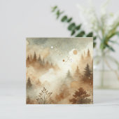 Afdrukbare Autumnal Waterverf Forest Scrapbook Kaart (Staand voorkant)