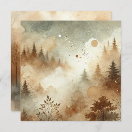 Afdrukbare Autumnal Waterverf Forest Scrapbook Kaart