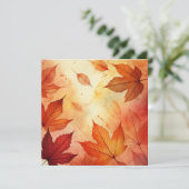 Afdrukbare Autumnal Waterverf Leaves Scrapbook Kaart (Staand voorkant)