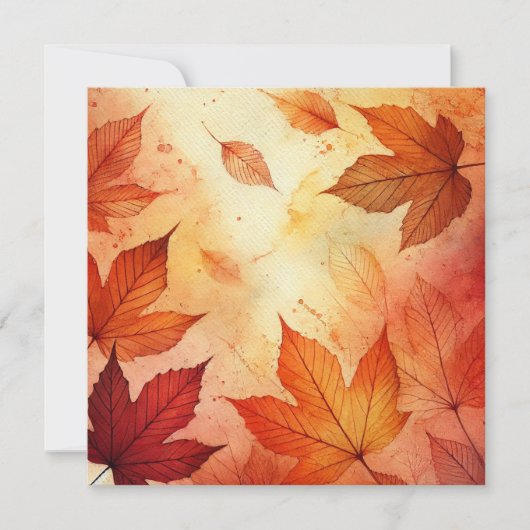 Afdrukbare Autumnal Waterverf Leaves Scrapbook Kaart (Voorkant)