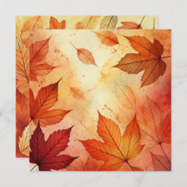 Afdrukbare Autumnal Waterverf Leaves Scrapbook Kaart