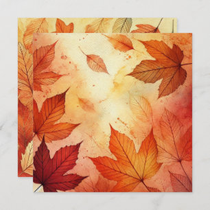 Afdrukbare Autumnal Waterverf Leaves Scrapbook Kaart