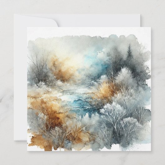 Afdrukbare Autumnal Waterverf Morning Scrapbook Kaart (Achterkant)