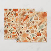 Afdrukbare Autumnal Waterverf Pompoenen Scrapbook Kaart (Voorkant / Achterkant)