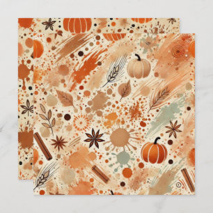 Afdrukbare Autumnal Waterverf Pompoenen Scrapbook Kaart