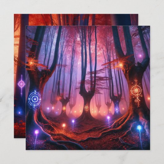 Afdrukbare Autumnal Whimsigoth Forest Scrapbook Kaart (Voorkant / Achterkant)